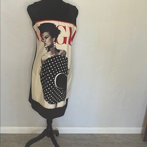 Black and Ivory Graphic Print Dress
